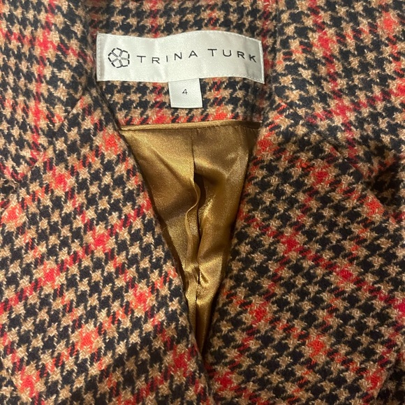 Trina Turk Avery Plaid Print Double Breasted Coat - Picture 3 of 7